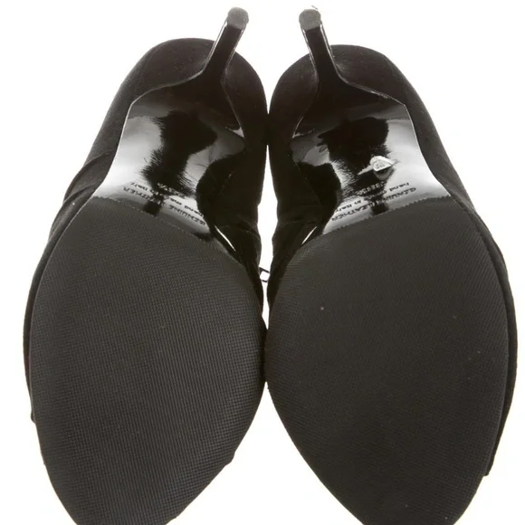 PIERRE Hardy Size 38.5 Black Suede Open-toe Ruched Ankle Booties - Picture 5 of 5